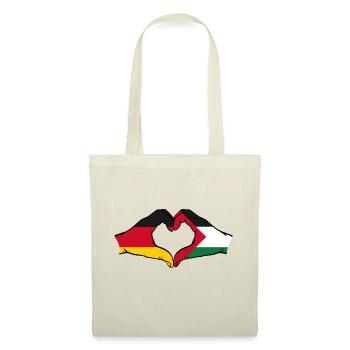 Germany Palestine heart shape with hands - Tote Bag - nature - Front