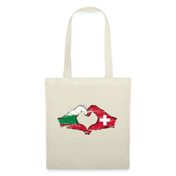 Bulgarien Schweiz Flagge Hände Herzform used - Stoffbeutel - Natur - Vorne