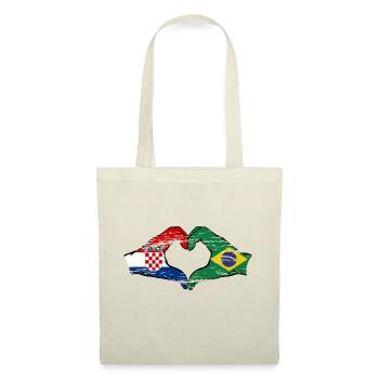 Croatie Brésil Drapeau Mains Coeur Forme Utilisé - Sac en tissu - nature - Devant