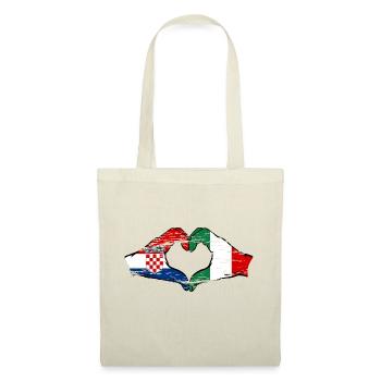 Kroatien Italien Flagge Hände Herzform used - Stoffbeutel - Natur - Vorne