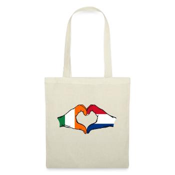 Irland Holland Flagge Hände Herzform - Stoffbeutel - Natur - Vorne