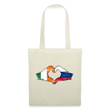 Irlande Russie Drapeau Mains Coeur Forme Utilisé - Sac en tissu - nature - Devant