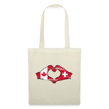 Canada Suisse Drapeau Mains Coeur Forme Utilisé - Sac en tissu - nature - Devant