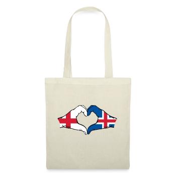 Angleterre Islande Drapeau Mains Coeur Forme Coeur - Sac en tissu - nature - Devant