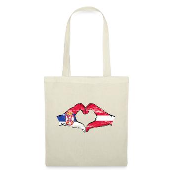 Serbie Lettonie Drapeau Mains Coeur Forme Utilisé - Sac en tissu - nature - Devant