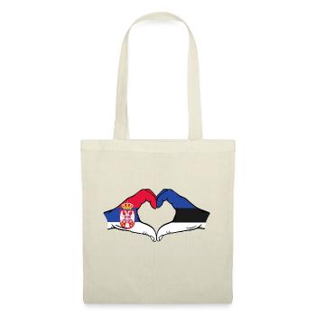 Serbie Estonie Drapeau Mains Coeur Forme - Sac en tissu - nature - Devant