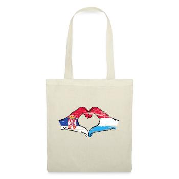 Aiguilles du drapeau de la Serbie Luxembourg en forme de coeur utilisé - Sac en tissu - nature - Devant