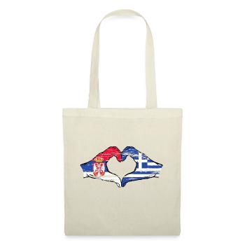 Serbie Grèce drapeau mains forme coeur utilisé - Sac en tissu - nature - Devant