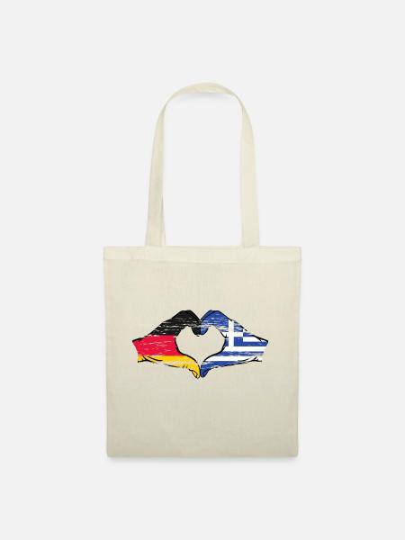 Deutschland Griechenland Flagge Hände Herz used - Stoffbeutel - Natur