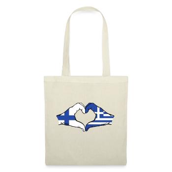 Finlande Grèce Drapeau Mains Coeur Forme - Sac en tissu - nature - Devant