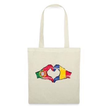 Portugal Roumanie Drapeau Mains Coeur Forme Utilisé - Sac en tissu - nature - Devant