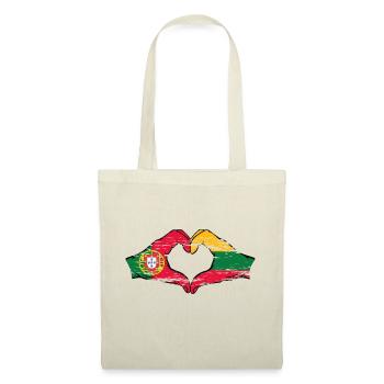 Portugal Lituanie drapeau mains forme coeur utilisé - Sac en tissu - nature - Devant
