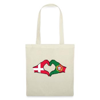 Denmark Portugal Flag Hands Heart Shape - Tote Bag - nature - Front