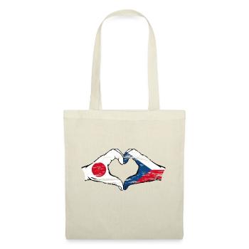 Drapeau du Japon et de la République tchèque en forme de coeur utilisé - Sac en tissu - nature - Devant