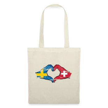Suède Suisse Drapeau Forme de coeur utilisé - Sac en tissu - nature - Devant
