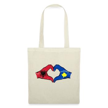 Albanie Kosovo drapeau mains forme de coeur utilisé - Sac en tissu - nature - Devant
