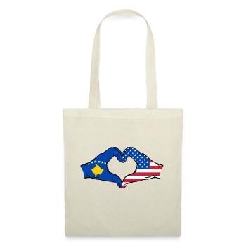 Kosovo USA Flag Hands Heart Shape - Tote Bag - nature - Front