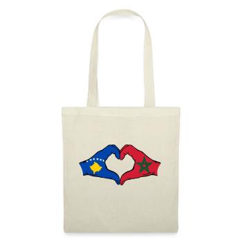 Kosovo Marokko Flagge Hände Herzform - Stoffbeutel - Natur - Vorne