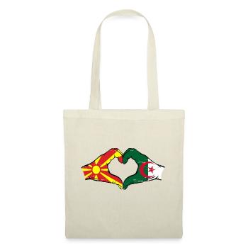 Mazedonien Algerien Flagge Hände Herzform used - Stoffbeutel - Natur - Vorne