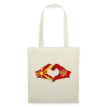 Mazedonien Montenegro Flagge Hände Herzform - Stoffbeutel - Natur - Vorne