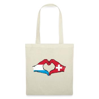 Luxembourg Suisse Drapeau Mains Coeur Forme Utilisé - Sac en tissu - nature - Devant