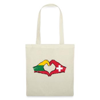 Lituanie Suisse Drapeau Mains Coeur Forme Utilisé - Sac en tissu - nature - Devant