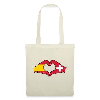 Espagne Suisse Drapeau Mains Coeur Forme Utilisé - Sac en tissu - nature - Devant