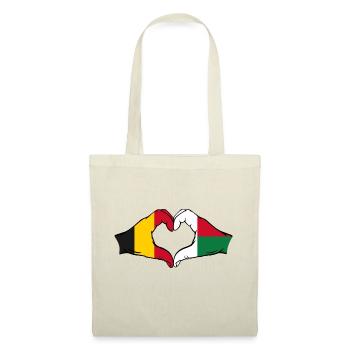 Belgien Madagaskar Flagge Hände Herzform - Stoffbeutel - Natur - Vorne