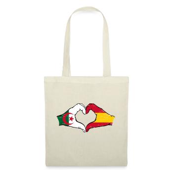 Algerien Spanien Flagge Hände Herzform used - Stoffbeutel - Natur - Vorne