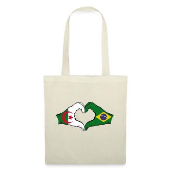 Algérie Brésil Drapeau Mains Coeur Forme - Sac en tissu - nature - Devant