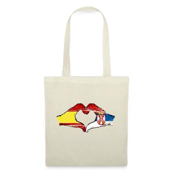 Espagne Serbie drapeau forme de coeur utilisé - Sac en tissu - nature - Devant