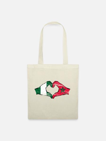 Nigeria Marokko Flagge Herzform used - Stoffbeutel - Natur