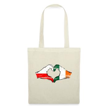 Polen Irland Flagge Herzform used - Stoffbeutel - Natur - Vorne