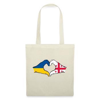 Ukraine Georgia Flag Hands Heart Shape - Tote Bag - nature - Front