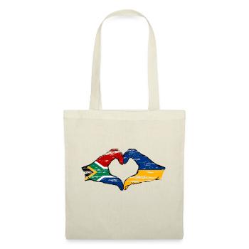 Südafrika Ukraine Flagge Hände Herzform used - Stoffbeutel - Natur - Vorne