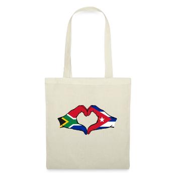 Afrique du Sud Cuba Drapeau Mains Coeur Forme - Sac en tissu - nature - Devant