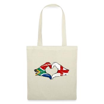 Afrique du Sud Angleterre drapeau mains forme de coeur utilisé - Sac en tissu - nature - Devant