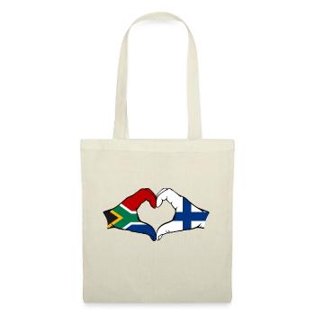 Afrique du Sud Finlande Drapeau Mains Coeur Forme - Sac en tissu - nature - Devant
