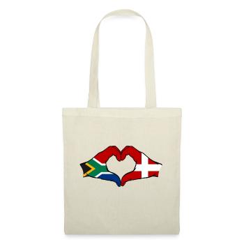 Südafrika Dänemark Flagge Hände Herzform - Stoffbeutel - Natur - Vorne