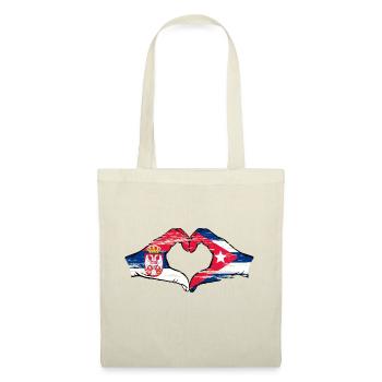 Serbie Cuba Drapeau Mains Coeur Forme Utilisé - Sac en tissu - nature - Devant