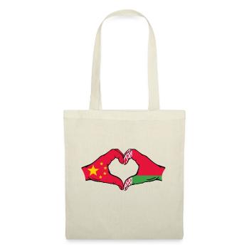 China Belarus Flagge Hände Herzform - Stoffbeutel - Natur - Vorne