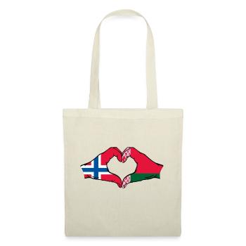 Norvège Biélorussie Drapeau Mains Coeur Forme - Sac en tissu - nature - Devant