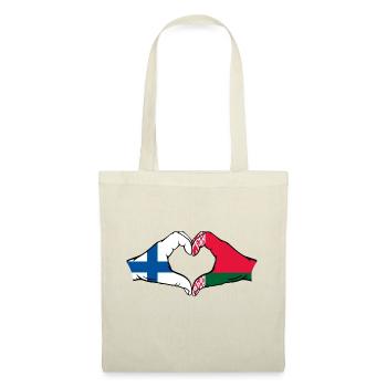Finlande Biélorussie Drapeau Mains Coeur Forme - Sac en tissu - nature - Devant