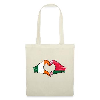 Irlande Biélorussie drapeau mains coeur forme utilisé - Sac en tissu - nature - Devant