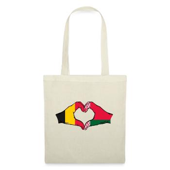 Belgien Belarus Flagge Hände Herzform - Stoffbeutel - Natur - Vorne