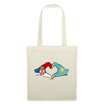 Serbie Kazakhstan drapeau mains forme de coeur utilisé - Sac en tissu - nature - Devant