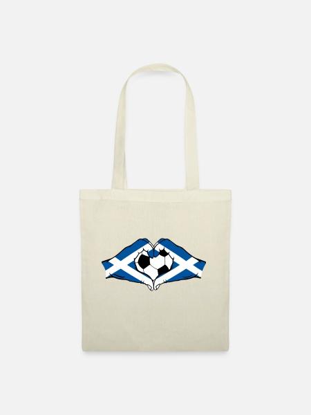 Schottland Flagge Fußball Hände Herzform - Stoffbeutel - Natur