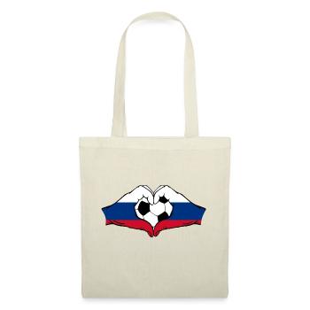Forme de coeur de mains de football de drapeau de la Russie - Sac en tissu - nature - Devant