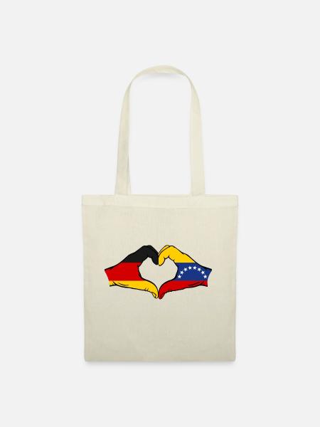 Deutschland Venezuela Flagge Hände Herzform - Stoffbeutel - Natur