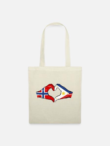 Norwegen Philippinien Flagge Hände Herzform used - Stoffbeutel - Natur